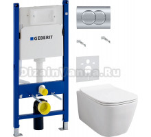 Комплект Унитаз подвесной ArtCeram A16 Rimless ASV003 05 00 безободковая, белая матовая + Крышка Slim ASA001 05 71 с микролифтом, белая матовая + Инсталляция Geberit Duofix Delta 458.149.21.1 с кнопкой смыва, хром + Шумоизоляция 156.050.00.1