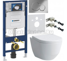Комплект Унитаз подвесной Laufen Pro Rimless 8.2096.6.000.000.1 без ободка + Крышка 8.9695.1.300.000.1 с микролифтом, петли хром + Инсталляция Geberit Duofix UP 320 111.300.00.5 + Кнопка Sigma 01 115.770.21.5 хром + Крепления 111.815.00.1 к стене + Шумоиз