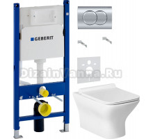 Комплект Унитаз подвесной BelBagno Romano BB248CHR-SM + Крышка BB2112SC с микролифтом + Инсталляция Geberit Duofix Delta 458.149.21.1 с кнопкой смыва, хром + Шумоизоляция 156.050.00.1