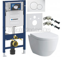 Комплект Унитаз подвесной Laufen Pro Rimless 8.2096.6.000.000.1 без ободка + Крышка 8.9695.1.300.000.1 с микролифтом, петли хром + Инсталляция Geberit Duofix UP 320 111.300.00.5 + Кнопка Sigma 01 115.770.11.5 белая + Крепления 111.815.00.1 к стене + Шумои