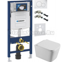 Комплект Унитаз подвесной STWORKI Бурос BU-04up безободковый, с микролифтом + Крепления Geberit Duofix 111.815.00.1 к стене + Шумоизоляция 156.050.00.1 + Инсталляция UP 320 111.300.00.5 + Кнопка Sigma 01 115.770.11.5 белая
