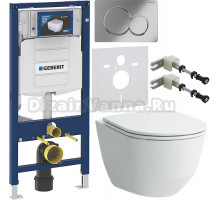 Комплект Унитаз подвесной Laufen Pro Rimless 8.2096.6.000.000.1 без ободка + Крышка 8.9896.6.000.000.1 с микролифтом, петли хром + Инсталляция Geberit Duofix UP 320 111.300.00.5 + Кнопка Sigma 01 115.770.21.5 хром + Крепления 111.815.00.1 к стене + Шумоиз