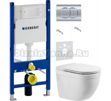 Комплект Унитаз подвесной BelBagno Senso -R BB017CHR + Крышка BB870SC с микролифтом + Инсталляция Geberit Duofix Delta 458.149.21.1 с кнопкой смыва, хром + Шумоизоляция 156.050.00.1