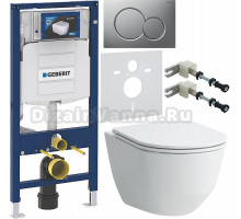 Комплект Унитаз подвесной Laufen Pro Rimless 8.2096.6.000.000.1 без ободка + Крышка 8.9896.6.000.000.1 с микролифтом, петли хром + Инсталляция Geberit Duofix UP 320 111.300.00.5 + Кнопка Sigma 01 115.770.JQ.5 лакированная, матовый хром + Крепления 111.815