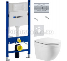 Комплект Унитаз подвесной BelBagno Senso -R BB017CHR + Крышка Norma BB865SC с микролифтом + Инсталляция Geberit Duofix Delta 458.149.21.1 с кнопкой смыва, хром + Шумоизоляция 156.050.00.1