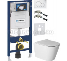 Комплект Унитаз подвесной BOND Oval F03-10 безободковый, с микролифтом + Крепления Geberit Duofix 111.815.00.1 к стене + Шумоизоляция 156.050.00.1 + Инсталляция UP 320 111.300.00.5 + Кнопка Sigma 01 115.770.11.5 белая