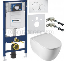 Комплект Унитаз подвесной Cezares Comfort CZR-191-TH/BS безободковая, с функцией биде + Крышка Stylus CZR-2316-SC с микролифтом + Инсталляция Geberit Duofix UP 320 111.300.00.5 + Кнопка Sigma 01 115.770.11.5 белая + Крепления 111.815.00.1 к стене + Шумоиз