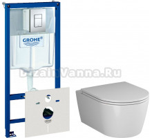 Комплект Унитаз подвесной AM.PM Func C8F1700SC безободковый, с микролифтом + Инсталляция Grohe Rapid SL 38772001 3 в 1 с кнопкой смыва + Шумоизоляция 37131000
