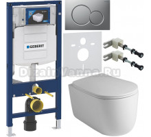 Комплект Унитаз подвесной Kerasan Nolita 5314 белая глянцевая + Крышка 5392 белая глянцевая + Инсталляция Geberit Duofix UP 320 111.300.00.5 + Кнопка Sigma 01 115.770.JQ.5 лакированная, матовый хром + Крепления 111.815.00.1 к стене + Шумоизоляция 156.050.