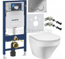 Комплект Унитаз подвесной AM.PM Inspire FlashClean C501700WH + Крышка C507853WH с микролифтом + Инсталляция Geberit Duofix UP 320 111.300.00.5 + Кнопка Sigma 01 115.770.21.5 хром + Крепления 111.815.00.1 к стене + Шумоизоляция 156.050.00.1