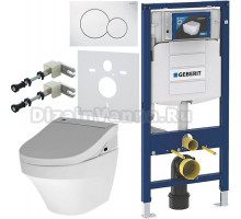 Комплект Унитаз подвесной AM.PM Inspire FlashClean C501700WH + Крышка Admire CCC7851WH с функцией биде, петли хром + Инсталляция Geberit Duofix UP 320 111.300.00.5 + Кнопка Sigma 01 115.770.11.5 белая + Крепления 111.815.00.1 к стене + Шумоизоляция 156.05