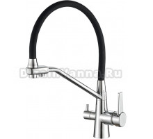 Смеситель для кухни Fashun A4382-7, с гибким изливом, хром, черный