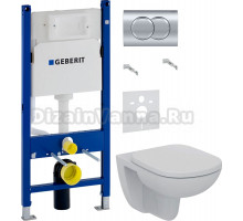 Комплект Унитаз подвесной Ideal Standard Tempo T331101 + Крышка T679201 петли хром + Инсталляция Geberit Duofix Delta 458.149.21.1 с кнопкой смыва, хром + Шумоизоляция 156.050.00.1