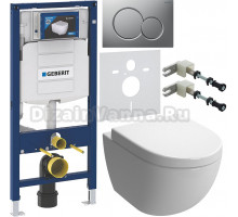 Комплект Унитаз подвесной AM.PM Awe C111738WH + Крышка C117852WH с микролифтом, петли хром + Инсталляция Geberit Duofix UP 320 111.300.00.5 + Кнопка Sigma 01 115.770.JQ.5 лакированная, матовый хром + Крепления 111.815.00.1 к стене + Шумоизоляция 156.050.0