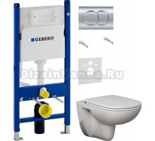 Комплект Унитаз подвесной Ideal Standard Tempo T331101 + Крышка T679401 с микролифтом, петли хром + Инсталляция Geberit Duofix Delta 458.149.21.1 с кнопкой смыва, хром + Шумоизоляция 156.050.00.1