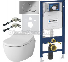 Комплект Унитаз подвесной AM.PM Awe C111738WH + Крышка CCC7853WH с микролифтом, функция биде + Инсталляция Geberit Duofix UP 320 111.300.00.5 + Кнопка Sigma 01 115.770.21.5 хром + Крепления 111.815.00.1 к стене + Шумоизоляция 156.050.00.1