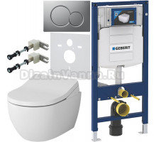 Комплект Унитаз подвесной AM.PM Awe C111738WH + Крышка CCC7853WH с микролифтом, функция биде + Инсталляция Geberit Duofix UP 320 111.300.00.5 + Кнопка Sigma 01 115.770.JQ.5 лакированная, матовый хром + Крепления 111.815.00.1 к стене + Шумоизоляция 156.050