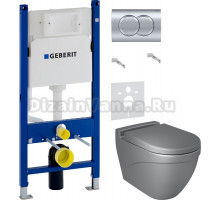 Комплект Унитаз подвесной BOCCHI Taormina Arch 1012-006-0129 серая матовая + Крышка A0302-006 с микролифтом, серая матовая + Инсталляция Geberit Duofix Delta 458.149.21.1 с кнопкой смыва, хром + Шумоизоляция 156.050.00.1