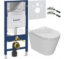Комплект Унитаз подвесной Bauedge Bau Nimb Hurricane3 белый, безободковый, с микролифтом + Крепления Geberit Duofix 111.815.00.1 к стене + Шумоизоляция 156.050.00.1 + Инсталляция UP 320 111.300.00.5 + Кнопка Sigma 01 115.770.21.5 хром