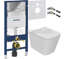 Комплект Унитаз подвесной Bauedge Bau Stil PRO белый, безободковый, с микролифтом + Крепления Geberit Duofix 111.815.00.1 к стене + Шумоизоляция 156.050.00.1 + Инсталляция UP 320 111.300.00.5 + Кнопка Sigma 01 115.770.21.5 хром