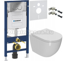 Комплект Унитаз подвесной Bauedge Bau Dream Hurricane3 белый, безободковый, с микролифтом + Крепления Geberit Duofix 111.815.00.1 к стене + Шумоизоляция 156.050.00.1 + Инсталляция UP 320 111.300.00.5 + Кнопка Sigma 01 115.770.21.5 хром