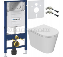 Комплект Унитаз подвесной Bauedge Bau Nimb Hurricane-2 белый, безободковый, с микролифтом + Крепления Geberit Duofix 111.815.00.1 к стене + Шумоизоляция 156.050.00.1 + Инсталляция UP 320 111.300.00.5 + Кнопка Sigma 01 115.770.21.5 хром