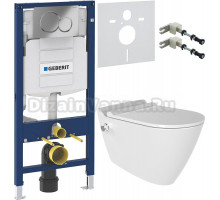 Комплект Унитаз подвесной Bien Mineral MNKA052N1VE0W5000 с функцией биде и встроенным смесителем + Крепления Geberit Duofix 111.815.00.1 к стене + Шумоизоляция 156.050.00.1 + Инсталляция UP 320 111.300.00.5 + Кнопка Sigma 01 115.770.21.5 хром