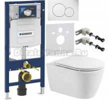 Комплект Унитаз подвесной BelBagno Marino BB105CHR безободковая + Крышка BB870SC с микролифтом + Инсталляция Geberit Duofix UP 320 111.300.00.5 + Кнопка Sigma 01 115.770.11.5 белая + Крепления 111.815.00.1 к стене + Шумоизоляция 156.050.00.1