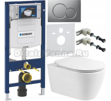 Комплект Унитаз подвесной BelBagno Marino BB105CHR безободковая + Крышка BB2034SC с микролифтом + Инсталляция Geberit Duofix UP 320 111.300.00.5 + Кнопка Sigma 01 115.770.JQ.5 лакированная, матовый хром + Крепления 111.815.00.1 к стене + Шумоизоляция 156.
