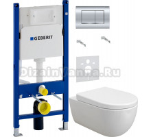 Комплект Унитаз подвесной BOCCHI V-Tondo 1416-001-0129 белая глянцевая + Крышка A0302-001 с микролифтом, глянцевая белая + Инсталляция Geberit Duofix Delta 458.163.21.1 с кнопкой смыва, хром + Шумоизоляция 156.050.00.1