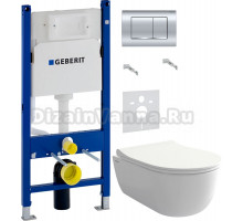Комплект Унитаз подвесной BOCCHI V-Tondo 1416-001-0129 белая глянцевая + Крышка A0336-001 с микролифтом, глянцевая белая + Инсталляция Geberit Duofix Delta 458.163.21.1 с кнопкой смыва, хром + Шумоизоляция 156.050.00.1