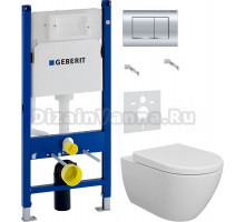 Комплект Унитаз подвесной BOCCHI Venezia 1295-001-0129 белая + Крышка A0302-001 с микролифтом, глянцевая белая + Инсталляция Geberit Duofix Delta 458.163.21.1 с кнопкой смыва, хром + Шумоизоляция 156.050.00.1