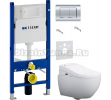 Комплект Унитаз подвесной AM.PM Awe C111700WH + Крышка Admire CCC7851WH с функцией биде, петли хром + Инсталляция Geberit Duofix Delta 458.163.21.1 с кнопкой смыва, хром + Шумоизоляция 156.050.00.1