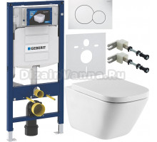 Комплект Унитаз подвесной Roca Gap 34647L000 + Крышка 801470004 петли хром + Инсталляция Geberit Duofix UP 320 111.300.00.5 + Кнопка Sigma 01 115.770.11.5 белая + Крепления 111.815.00.1 к стене + Шумоизоляция 156.050.00.1