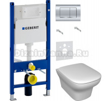 Комплект Унитаз подвесной Jacob Delafon Vox EDM102-00 + Крышка E20142-00 с микролифтом + Инсталляция Geberit Duofix Delta 458.163.21.1 с кнопкой смыва, хром + Шумоизоляция 156.050.00.1