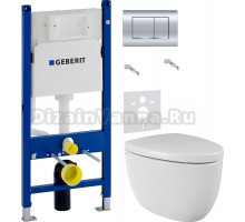 Комплект Унитаз подвесной BOCCHI Etna белая + Крышка белая, с микролифтом + Инсталляция Geberit Duofix Delta 458.163.21.1 с кнопкой смыва, хром + Шумоизоляция 156.050.00.1