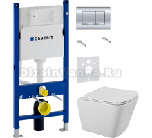 Комплект Унитаз подвесной BelBagno Ardente-R BB520CHR безободковая + Крышка Due BB3103/3106SC с микролифтом + Инсталляция Geberit Duofix Delta 458.163.21.1 с кнопкой смыва, хром + Шумоизоляция 156.050.00.1