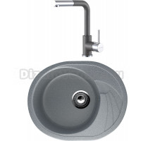 Комплект Мойка кухонная Ulgran U-403 -309 темно-серая + Смеситель Paulmark Kassel Ka214311-402 серый металлик