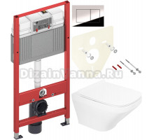 Комплект Унитаз подвесной BelBagno Sela BB3201CHR белая + Крышка BB3201SC белая + Инсталляция TECE Now 9400412 4 в 1 с кнопкой смыва