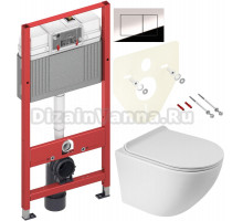 Комплект Унитаз подвесной BelBagno Sfera-r BB046CHR + Крышка Piano BB2111SC с микролифтом + Инсталляция TECE Now 9400412 4 в 1 с кнопкой смыва