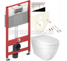 Комплект Унитаз подвесной BOCCHI Taormina Arch 1012-001-0129 белая + Крышка A0301-001 с микролифтом + Инсталляция TECE Now 9400412 4 в 1 с кнопкой смыва