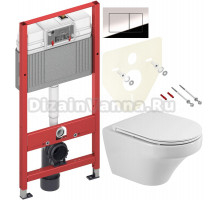 Комплект Унитаз подвесной Cezares Duet CZR-2462-TH-TOR + Крышка CZR-870-SC с микролифтом + Инсталляция TECE Now 9400412 4 в 1 с кнопкой смыва