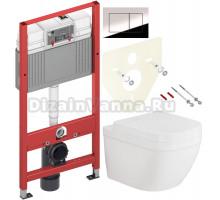 Комплект Унитаз подвесной Grohe Euro Ceramic 3932800H + Крышка 39330001 с микролифтом + Инсталляция TECE Now 9400412 4 в 1 с кнопкой смыва