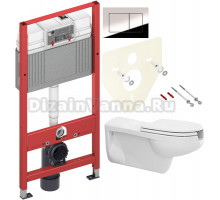 Комплект Унитаз подвесной BOCCHI Care&Confort 2011-001-0129 глянцевая белая + Крышка A0324-001 с микролифтом, глянцевая белая + Инсталляция TECE Now 9400412 4 в 1 с кнопкой смыва