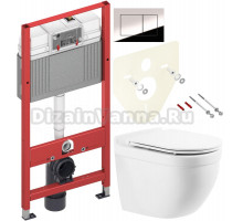 Комплект Унитаз подвесной BelBagno Senso -R BB017CHR + Крышка BB870SC с микролифтом + Инсталляция TECE Now 9400412 4 в 1 с кнопкой смыва