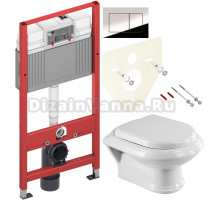 Комплект Унитаз подвесной Cezares King palace King Palace CZR-163-TH + Крышка Giubileo CZR-6045-SC + Инсталляция TECE Now 9400412 4 в 1 с кнопкой смыва