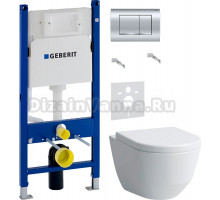 Комплект Унитаз подвесной Laufen Pro Rimless 8.2096.6.000.000.1 без ободка + Крышка 8.9695.1.300.000.1 с микролифтом, петли хром + Инсталляция Geberit Duofix Delta 458.163.21.1 с кнопкой смыва, хром + Шумоизоляция 156.050.00.1