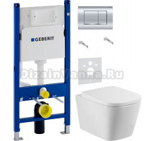 Комплект Унитаз подвесной BelBagno Albano BB120CHR + Крышка BB120SC с микролифтом + Инсталляция Geberit Duofix Delta 458.163.21.1 с кнопкой смыва, хром + Шумоизоляция 156.050.00.1