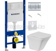Комплект Унитаз подвесной BelBagno Marmi BB052CHR + Крышка BB052SC с микролифтом + Инсталляция Geberit Duofix Delta 458.163.21.1 с кнопкой смыва, хром + Шумоизоляция 156.050.00.1