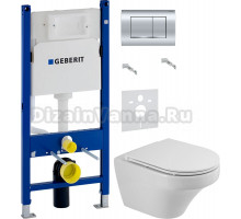 Комплект Унитаз подвесной Cezares Duet CZR-2462-TH-TOR + Крышка CZR-870-SC с микролифтом + Инсталляция Geberit Duofix Delta 458.163.21.1 с кнопкой смыва, хром + Шумоизоляция 156.050.00.1